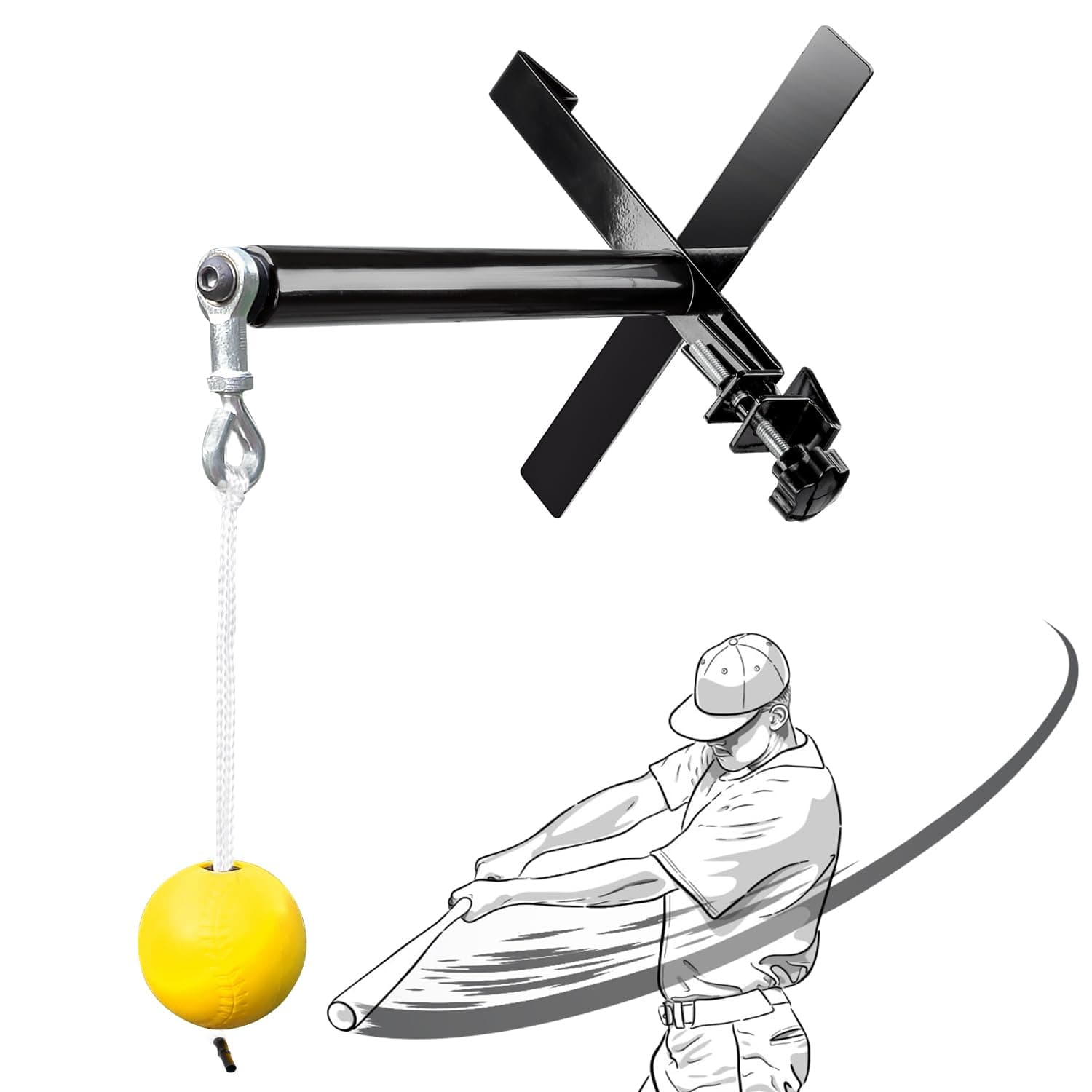 Portable Baseball Swing Trainer with The Tethered Ball,Premium Hitting/Batting Trainer System for Baseball and Softball,Easy Setup On Fence Hitting Trainer,Swing Trainer with Auto Reset