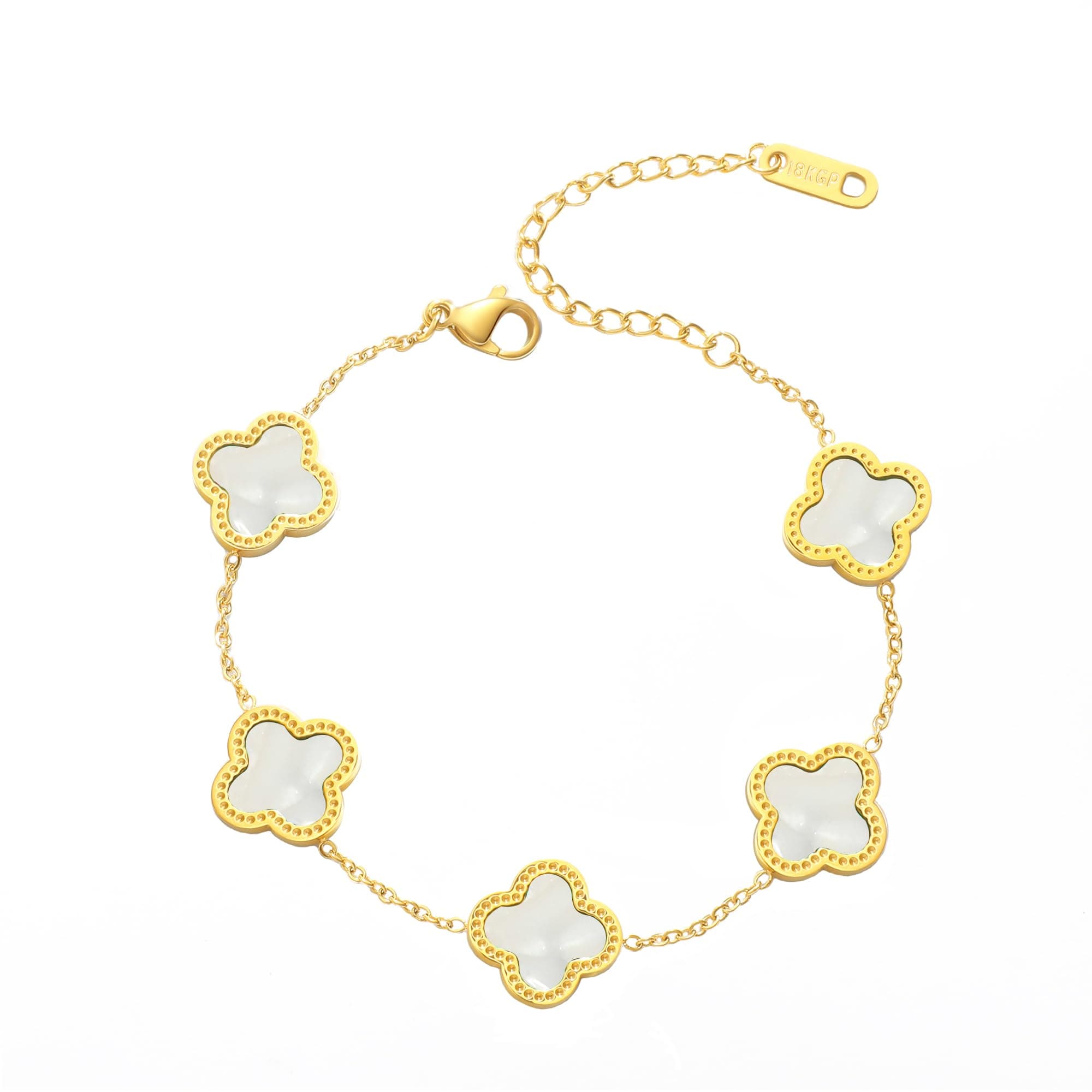 Trendy Link Bracelets for Women 18K Gold Plated Clover Adjustable Lucky Bracelet Mother's Day Gift