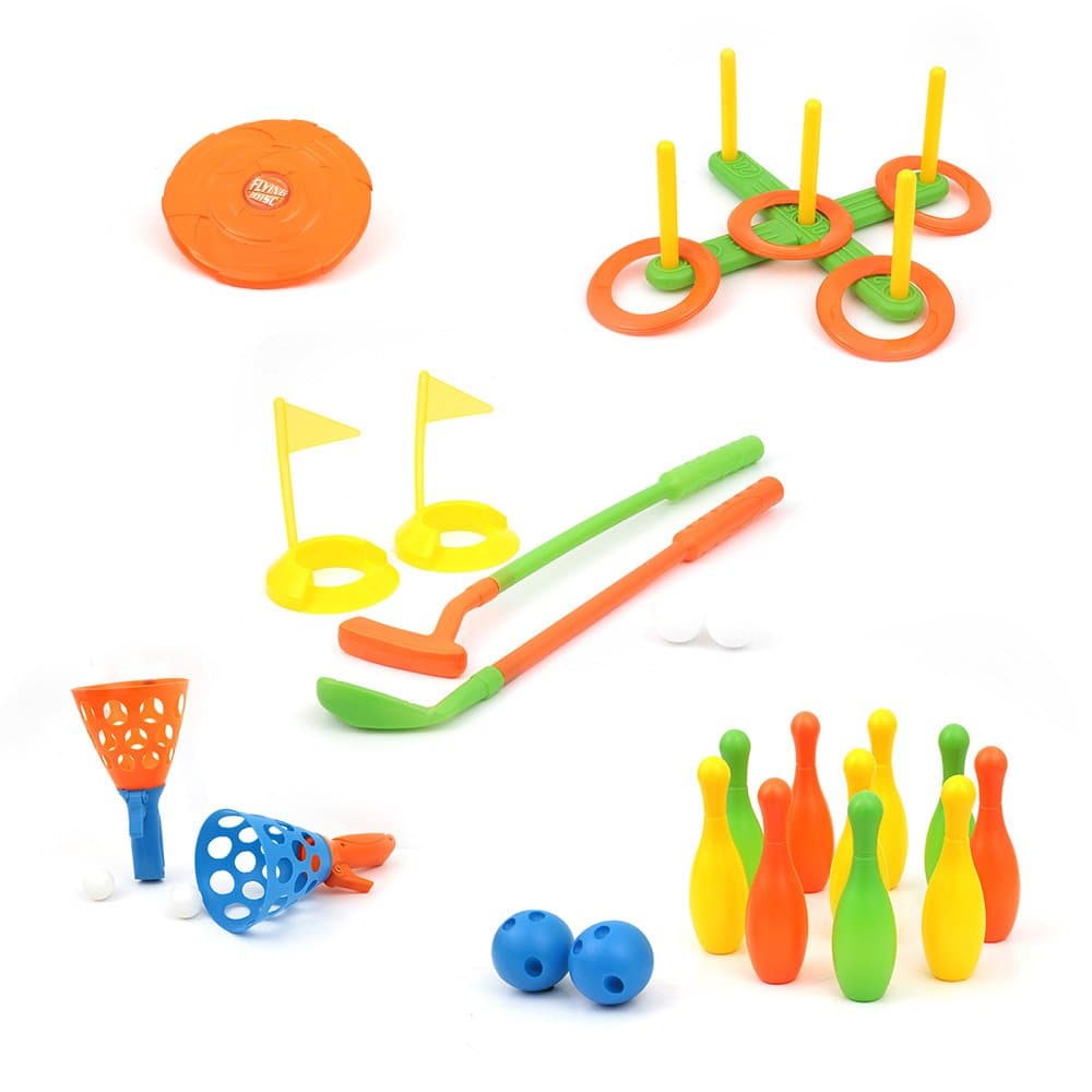 Mamatoy MMA37000 6 in 1 Sport Games – Set of 6 outdoor games: frisbee, catch-the-ball, golf, ring toss, bowling and croquet!