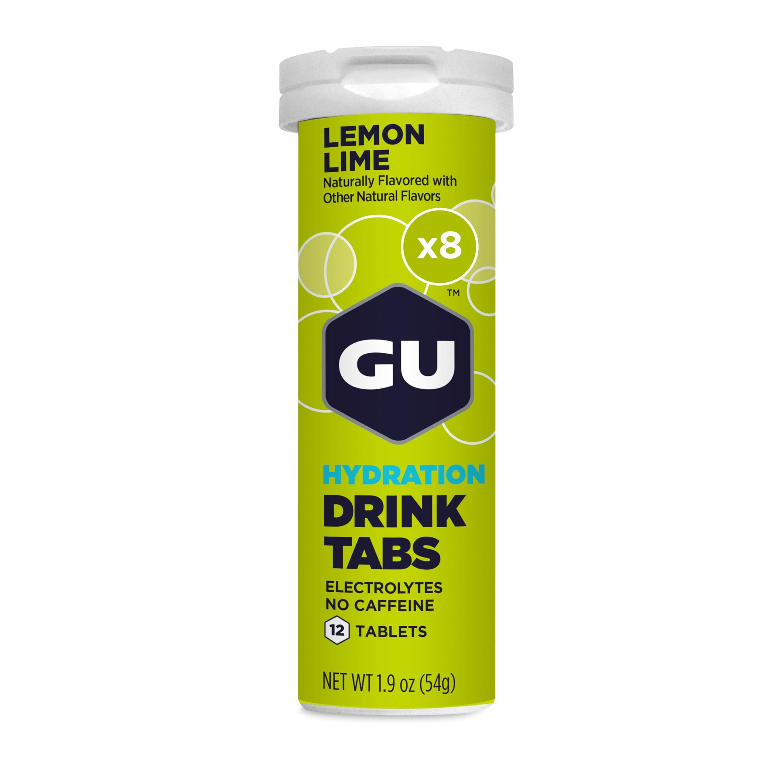 GU ENERGY GEL Hydration Electrolyte Drink Tablets, 8-Count(96 Servings), Lemon Lime