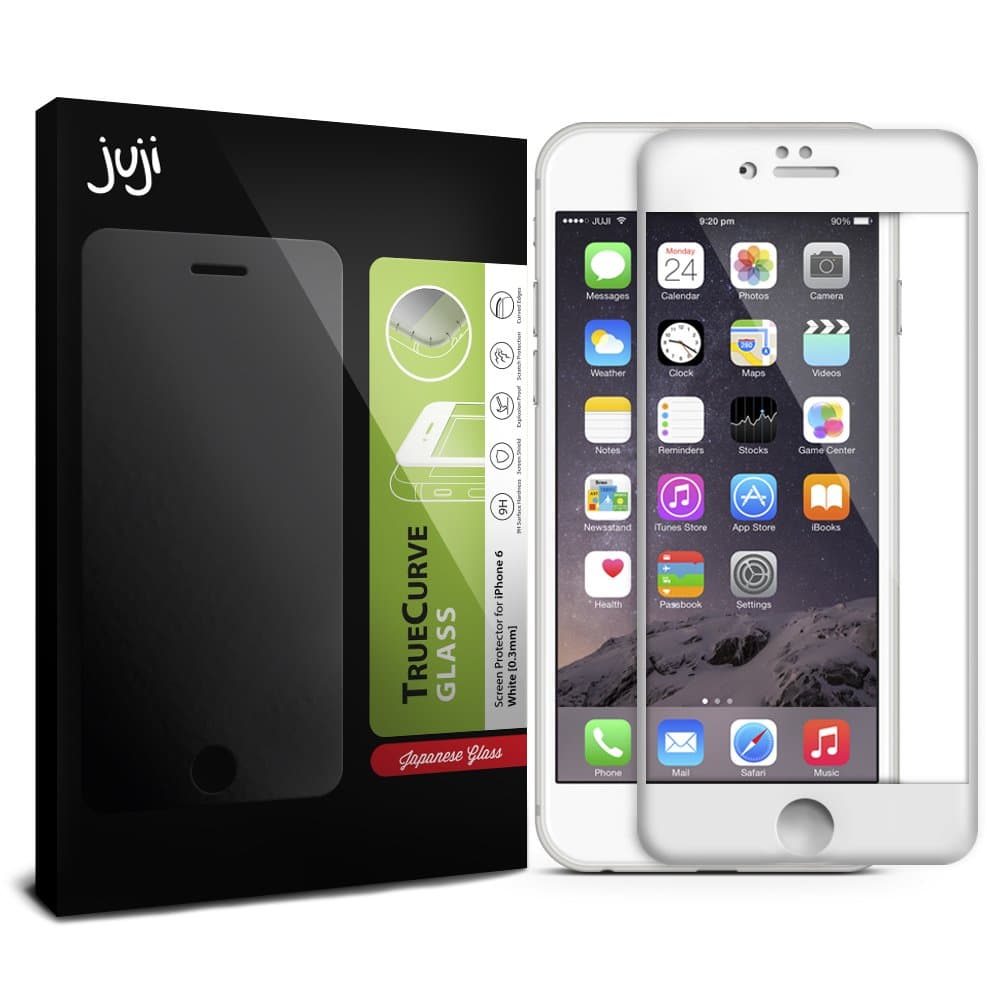 Curved Edge iPhone 6 4.7" Tempered Glass Screen Protector - TrueCurve Technology Fully Curved Edges (White)