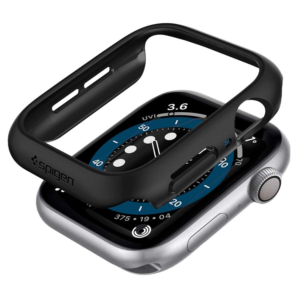 Spigen Apple Watch ケース 44mm 【 Apple Watch SE2 / SE / 6 / 5 / 4 対応 】 落下 衝撃 吸収 簡単な取り付け 超薄型 シンプル スリム 軽量 保護カバー アップルウォッチケース シン・フィット 062CS24474 (ブラック)