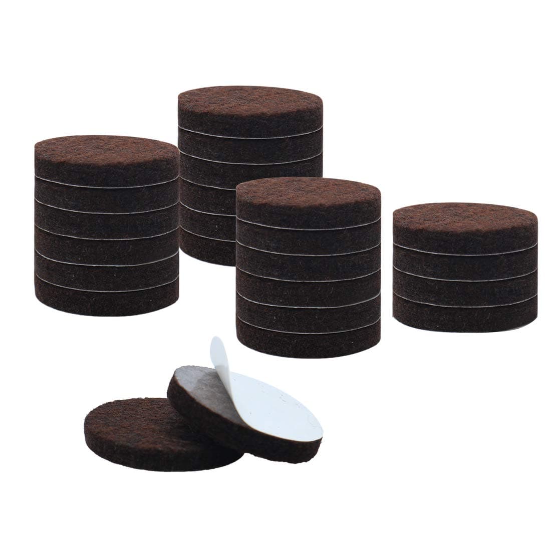 uxcell 24pcs Furniture Pads Round 1 3/4" Self-stick Non-slip Anti-scratch Felt Pads Floors Protector Dark Brown
