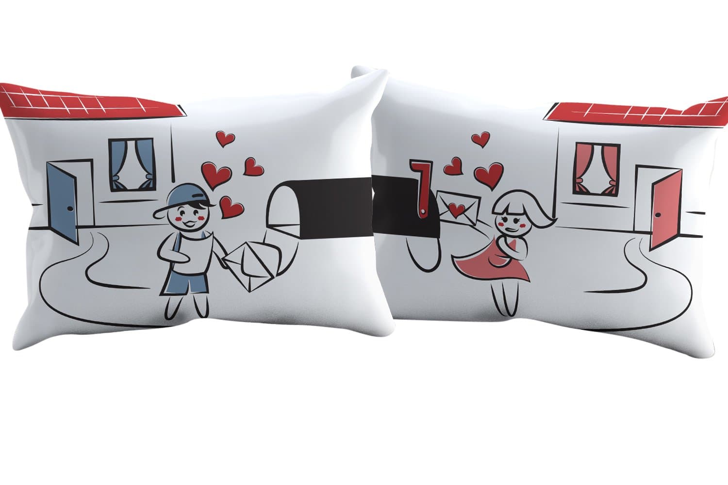 StellaMia Couples Pillowcase Sets - Valentines Day Romantic Gift Idea - Closeout Pricing (Mailbox)