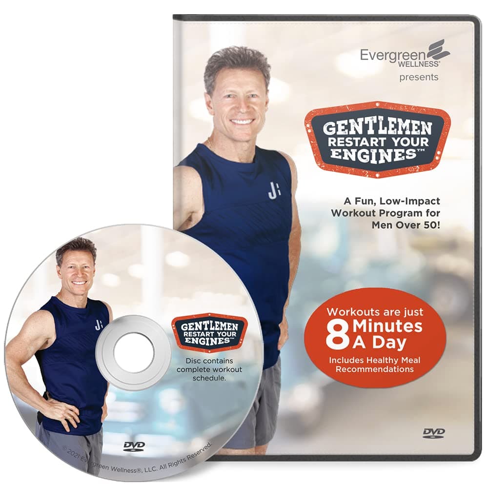 Senior Exercise DVD for Men 50-80+, Gentlemen, Restart Your Engines Is A Workout DVD That Helps Men Recapture Youth and Vitality With Strength Training For Seniors, Cardio, and More