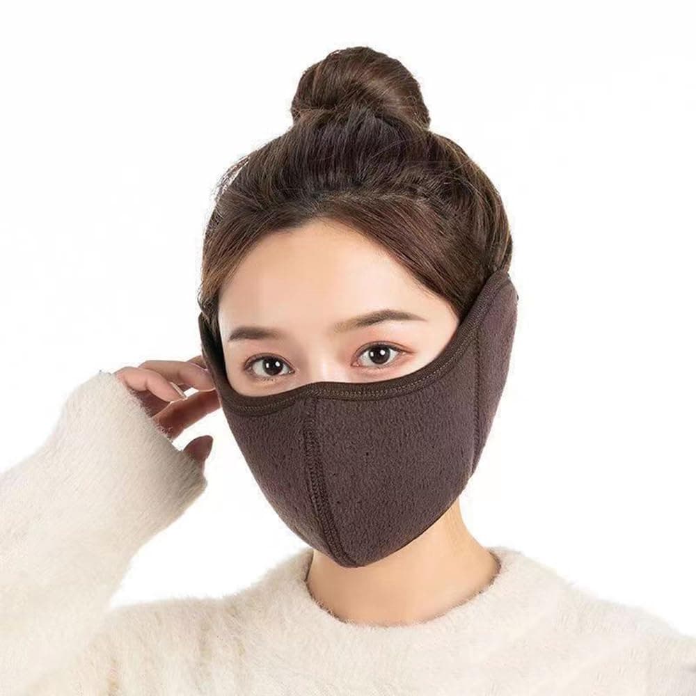 Unisex Winter Warm Mask with Ear Cover - 360 Degree Wrap Dustproof Breathable Half Face Mouth Cover Face Earflaps
