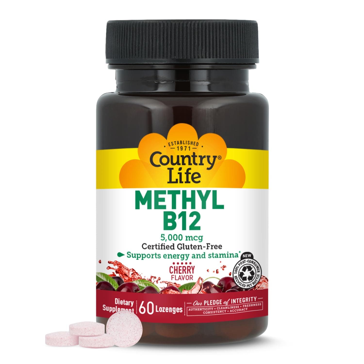 Country Life Methyl B12 5000 Mcg Cherry Flavor Lozenges 60'S
