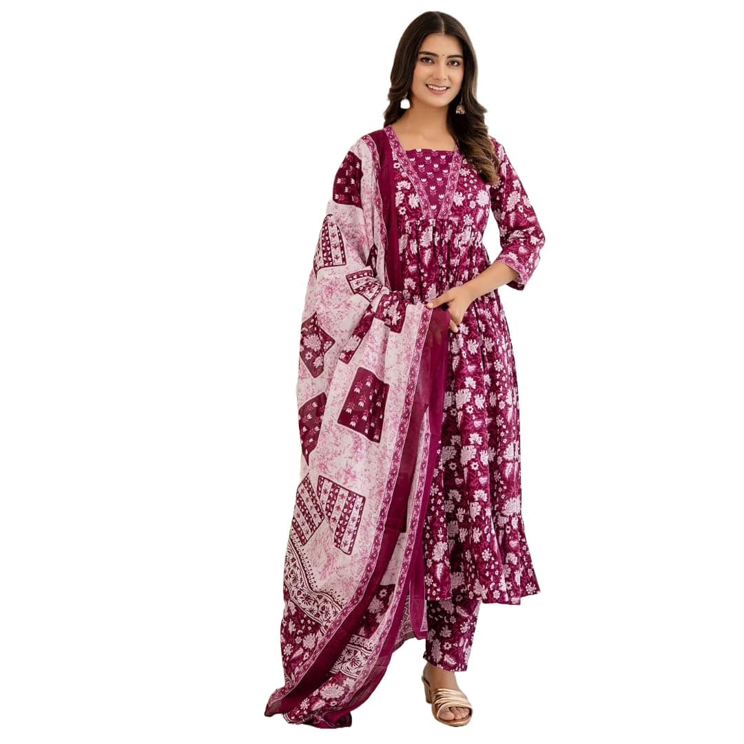 Women Kurti and Palazzo Set with Dupatta | Ladies Kurta Pants Salwar Suit Ready to Wear