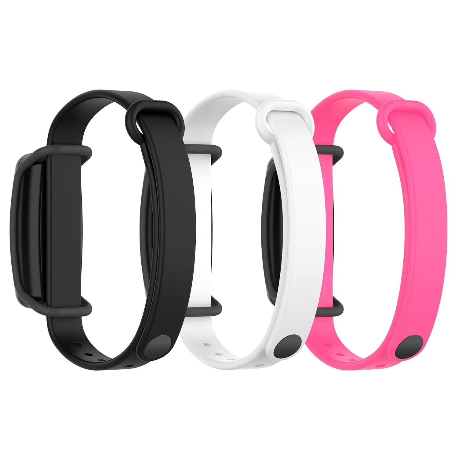 AGGDSH (3 Pack Silicone Band for Bond Touch Bracelet ，band bands，compatible bond touch replacement bands (black+White+Pink)