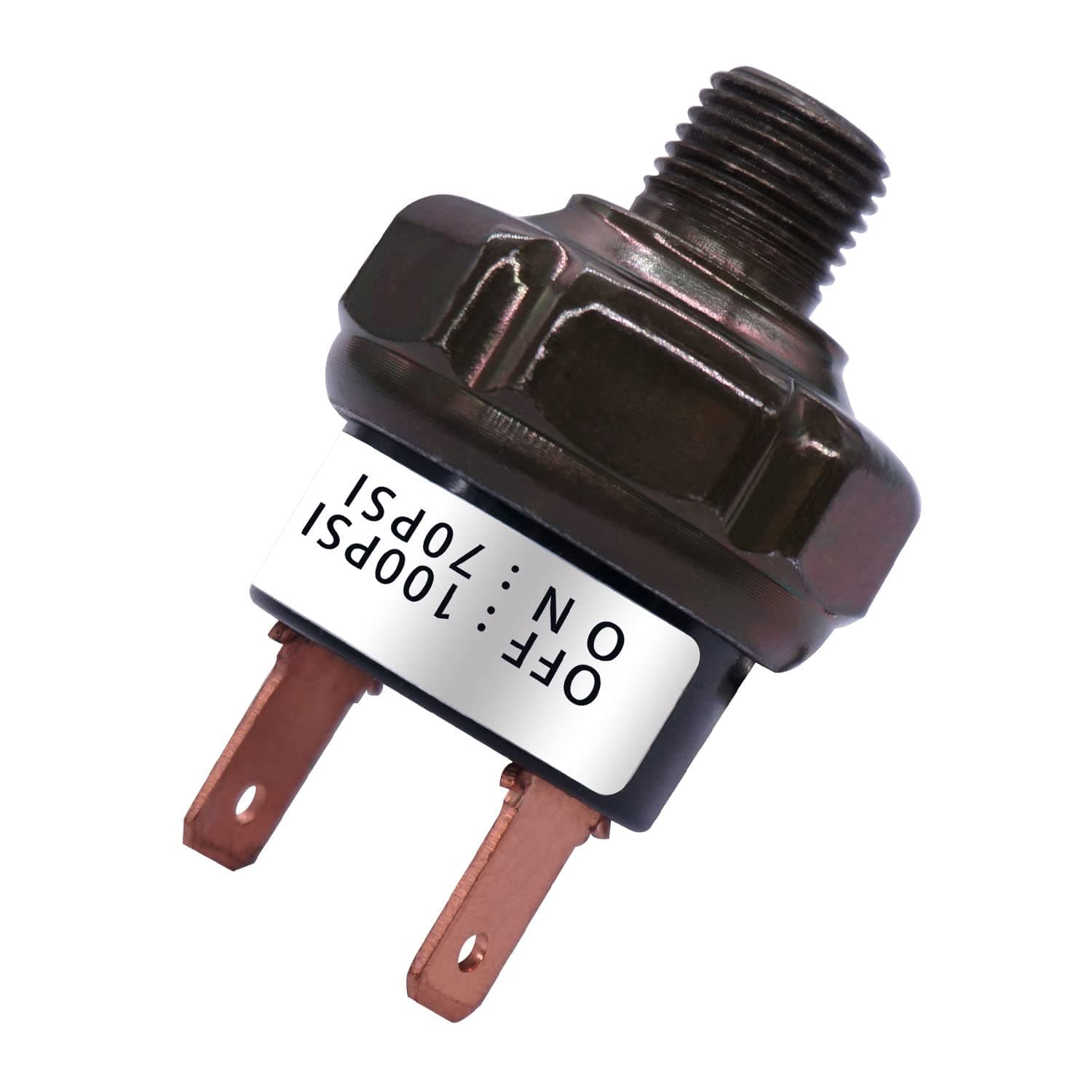 mankk Air Pressure Switch 70-100 PSI Thread 1/8" NPT 24V 12V DC Air Compressor Pressure Switch for Air Horn Train 70-100-1/8" NPT-BK