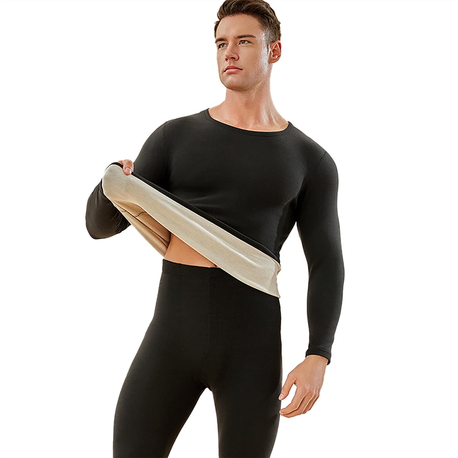 NecomiMen's Thermal Underwear Set, Cashmere Silk Base Plus Fleece Underwear Set, more Delicate and Softer