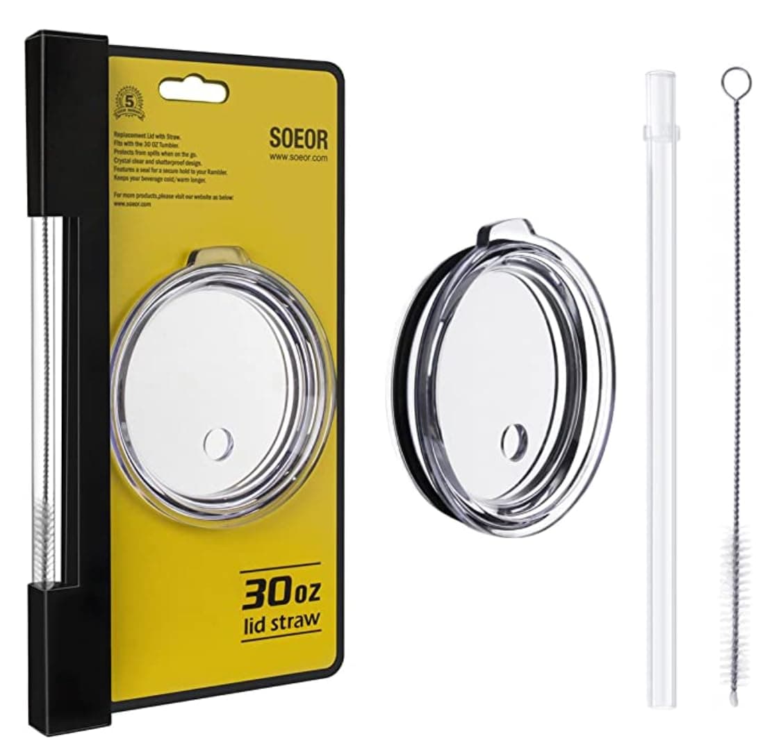 Spill Proof Lid With Straw For 30oz 42oz YETI Rambler, Tumbler, Ozark Trail cup and other brands Vacuum insulation stainless steel 30 oz Tumblers (30oz)