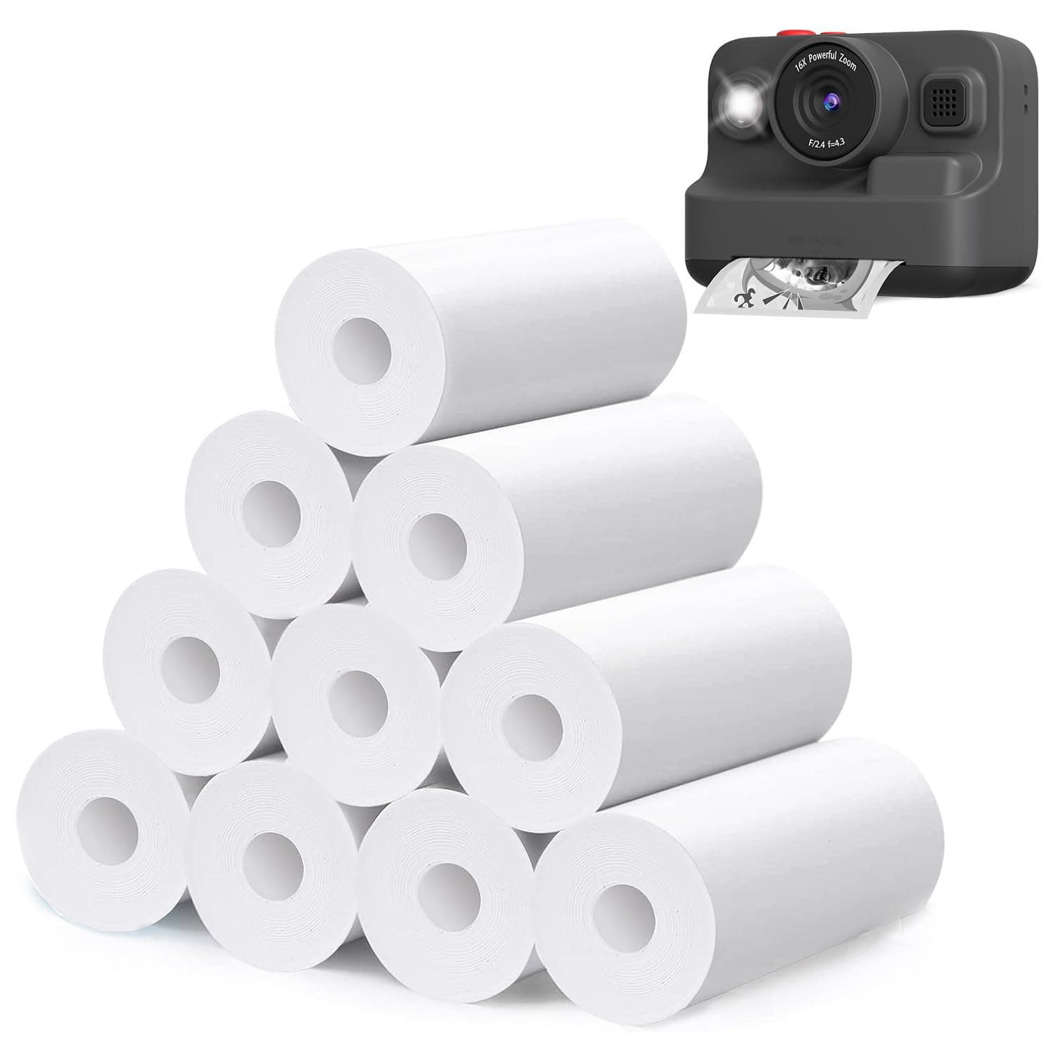10 Rolls Kids Instant Camera Print Paper, Photo Printer Thermal Paper Rolls, BPA Free, Refill Replace Camera Instant Printer Paper for Most Kids Instant Camera