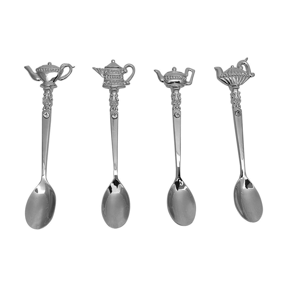 Sugar spoon teaspoon Friesische Teapot 11 cm 4 Pieces Silver Plated Silver Plated Silver Plated