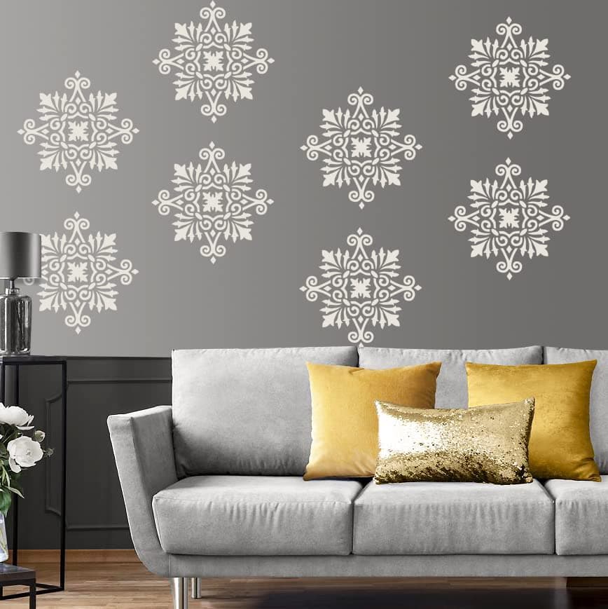 arhat stencilsASR-E61 Glossy PVC Damask Wall Stencils(Reusable & eco-Friendly)