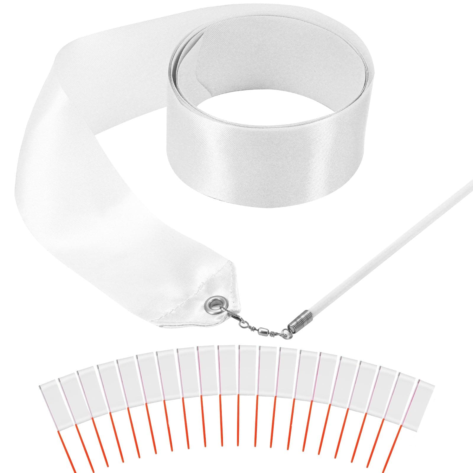 20PCS White Dance Ribbons Praise Dance Streamers Bulk Party Favors for Kids Rhythmic Gymnastics Party Streamers Decoration, Kids Ribbon Silks Sticks Wands