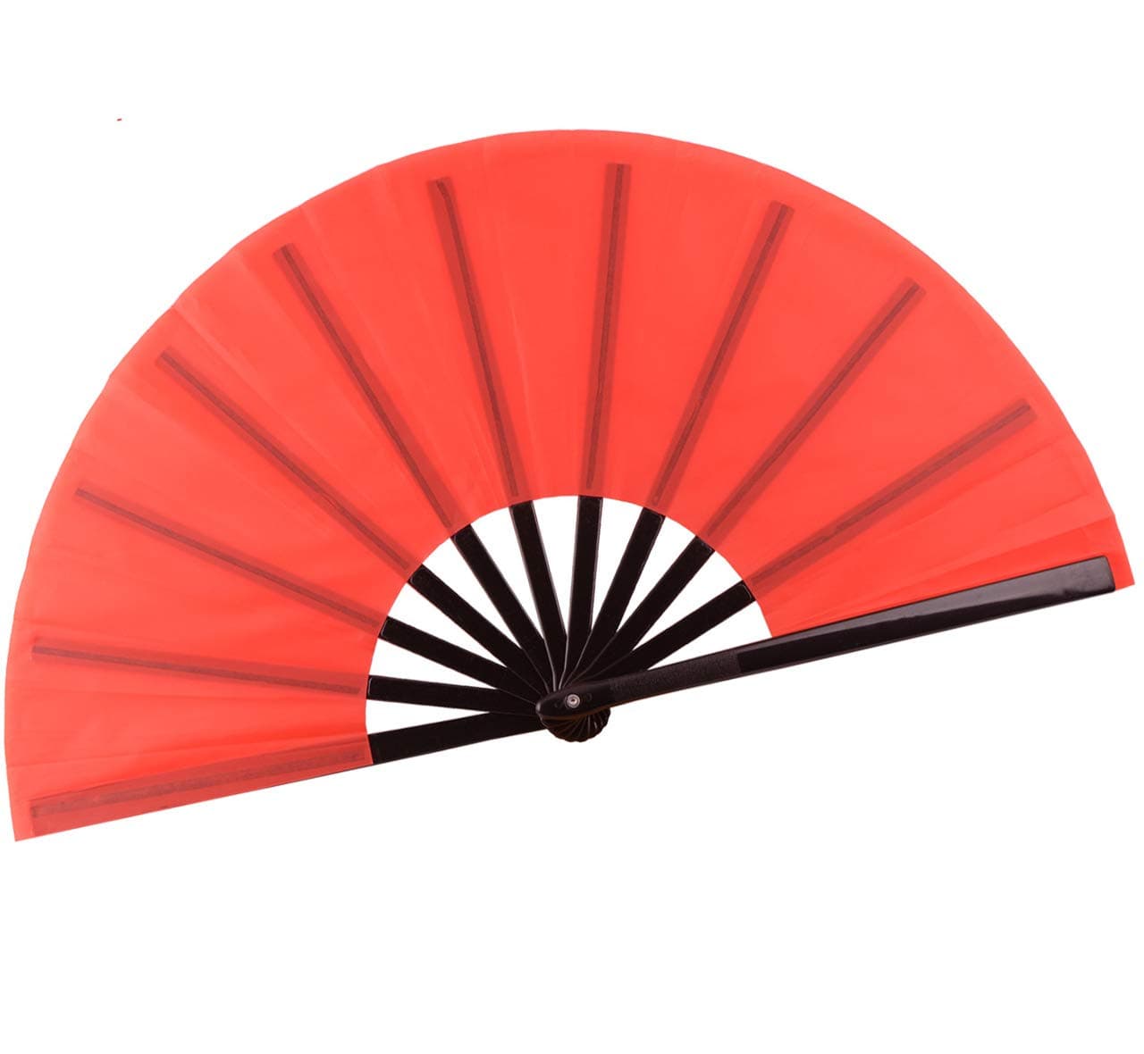 Chinese Folding Fan - 13 Inch Nylon-Cloth Fan for Performance and Hand Use (Red)