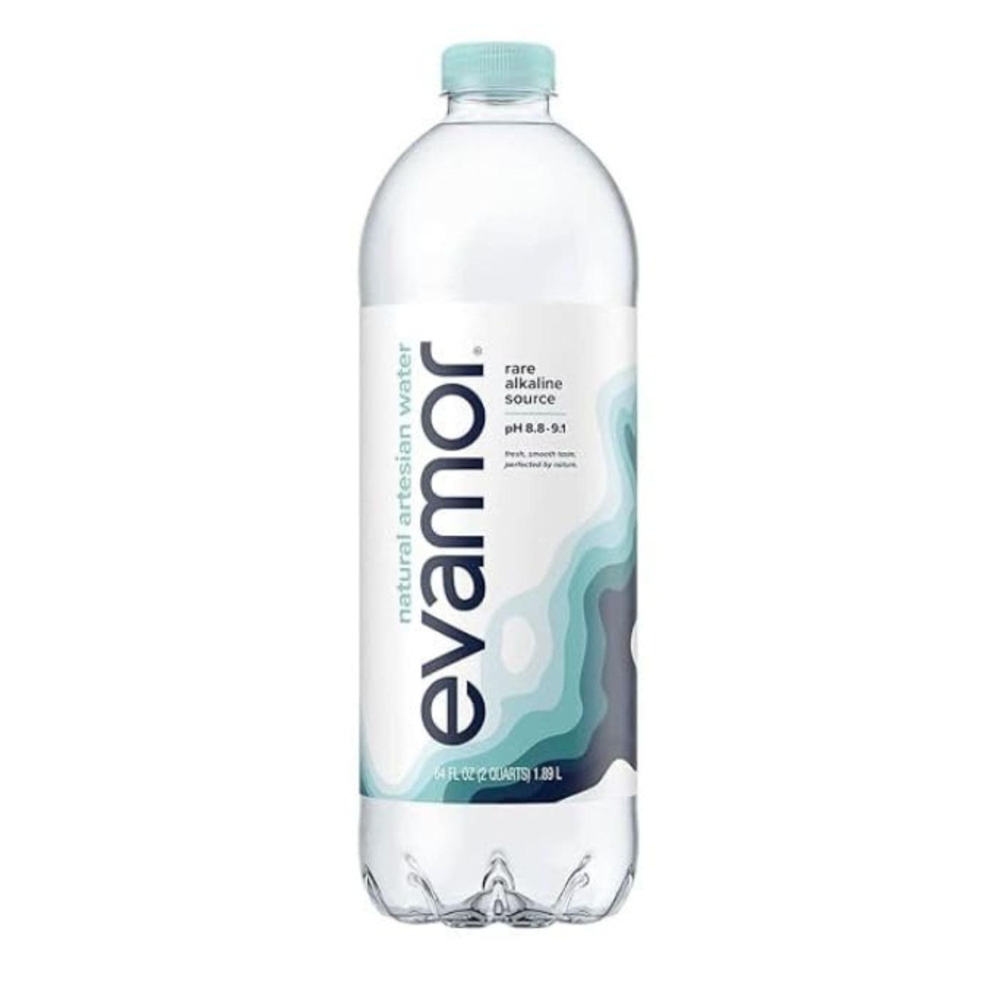 EVAMOR Artesian Bottled Water - Single Source, Naturally Alkaline and Full of Electrolytes for Hydration and Health, 64 Fl. Oz. Bottles (Pack of 6)