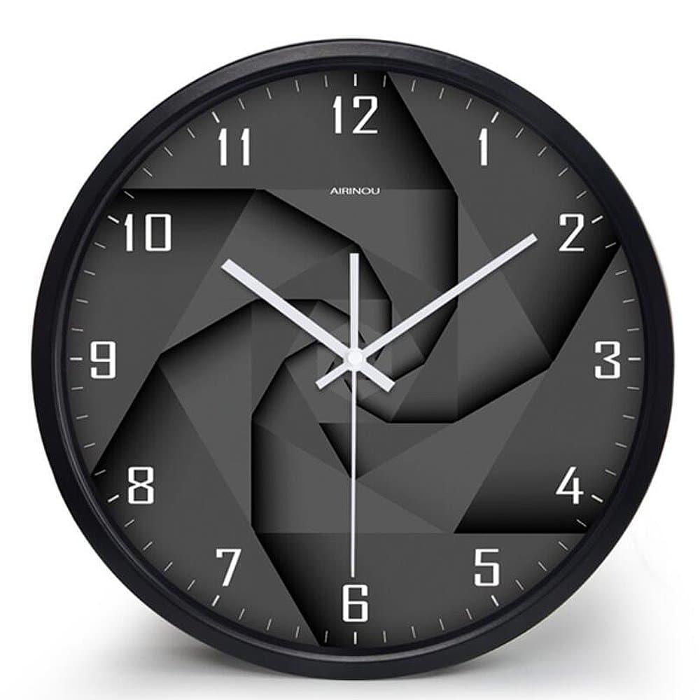 KKLOCK Wall Clock Metall Mute Quartz Sweep Clock Slient for Living Room Bedroom Kitchen AA Battery 12 Inch Swirl Black Retro Mini Simple Round with Roman Numerals (Battery not included) [Energy Class A+]