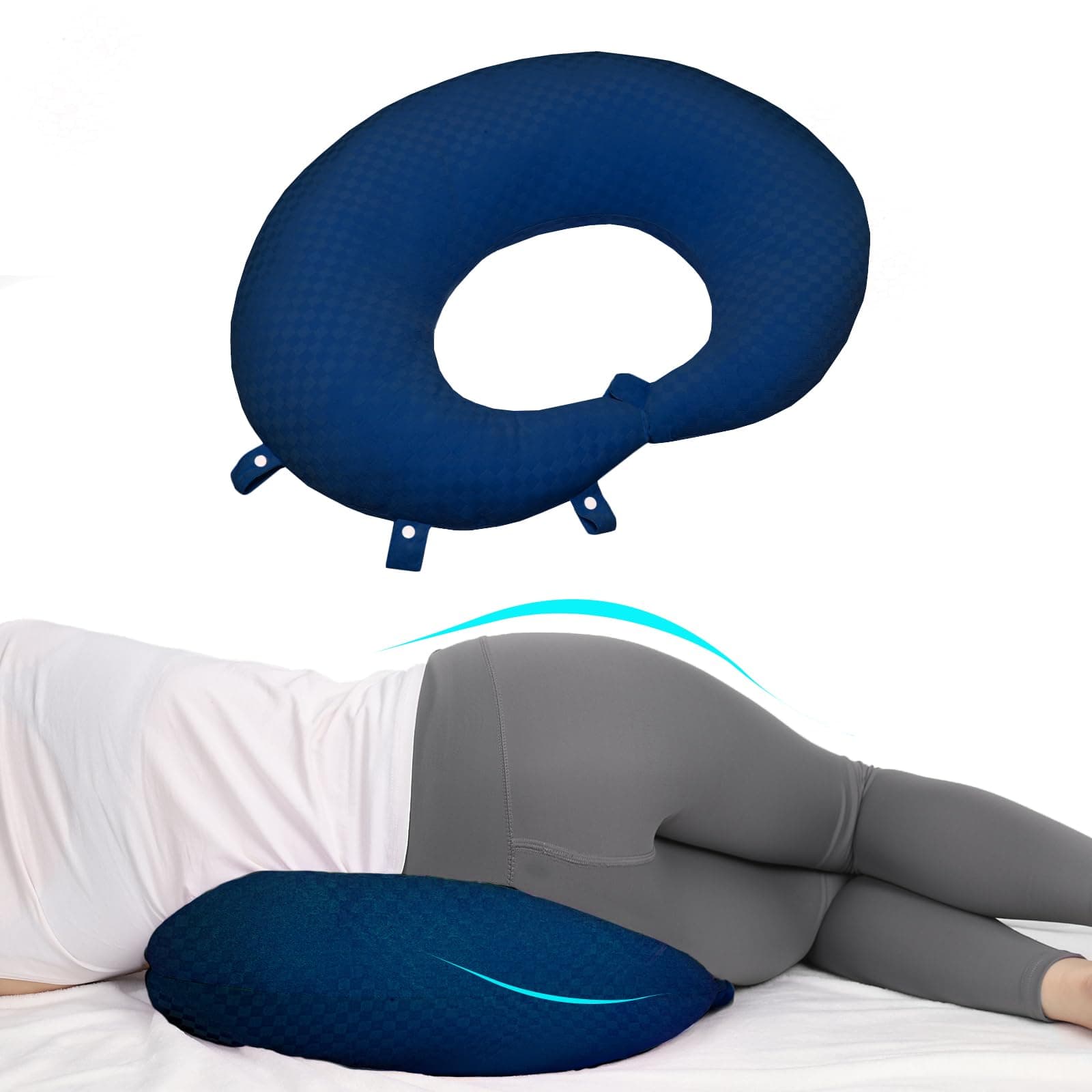 BBL Pillow After Surgery for Butt to Sleep, Brazilian Butt Lift Recovery Post Surgery Pillow for Sitting Sleeping Driving, Donut Pillow for Woman Lumbar Back Cushion Seat (Blue)