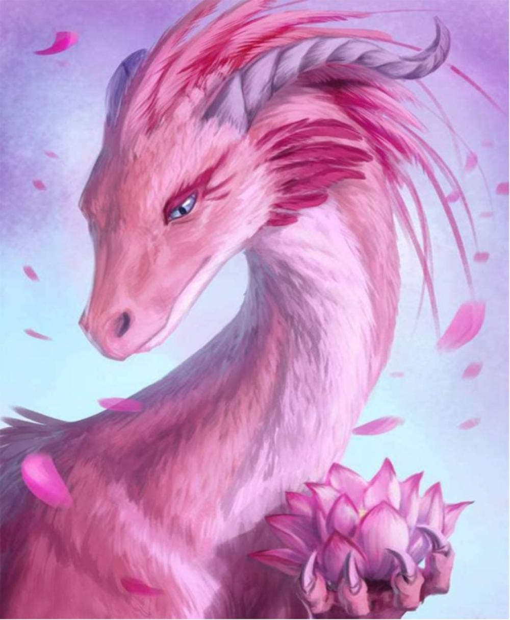 DIY 5D Diamond Painting by Number Kit- Pink Dragon -Crystal Rhinestone Embroidery Painting 5D Diamond Painting Kit 50X60cm