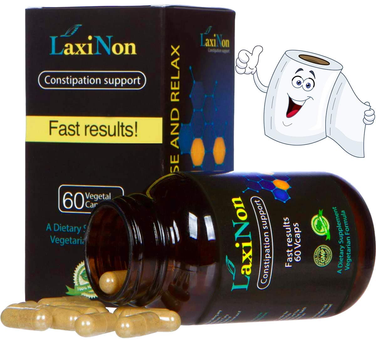 Natural Laxative Herbal Cure for Acute and Chronic Constipation Relief for Adults- Natural Innovative Herbal Laxative Formula - Gentle,Safe with No Side Effects - 60 Veg Caps