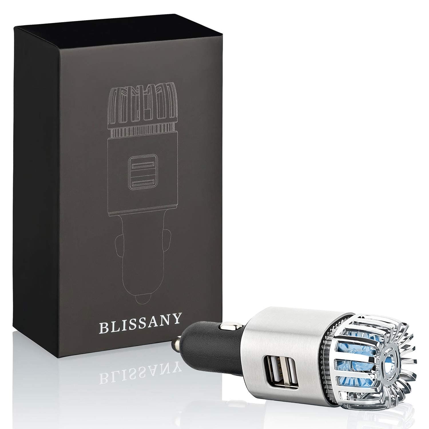 BLISSANY Car Air Freshener Car Air Ionizer Ionized Air - Ideal for Allergy and Smoking (Silver)