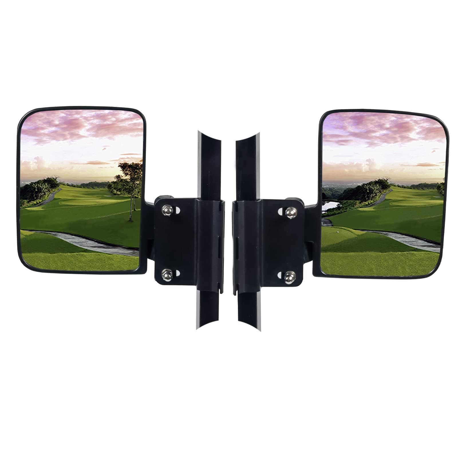 Mamiko No-Drilling Required Golf Cart Folding Side View Mirrors Compatible with Club Cart, EZGO, Star, Yamaha, Zone Carts Side Mirror - Sold in Pairs - Breakaway