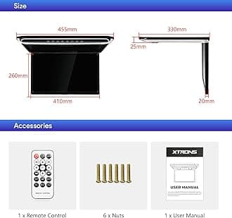 XTRONS® 17.3 Inch 16:9 Ultra-Thin FHD Digital TFT Screen 1080P Video Car Overhead Player Roof Mounted Monitor HDMI Port 1920 * 1080 Full High Definition (No DVD)