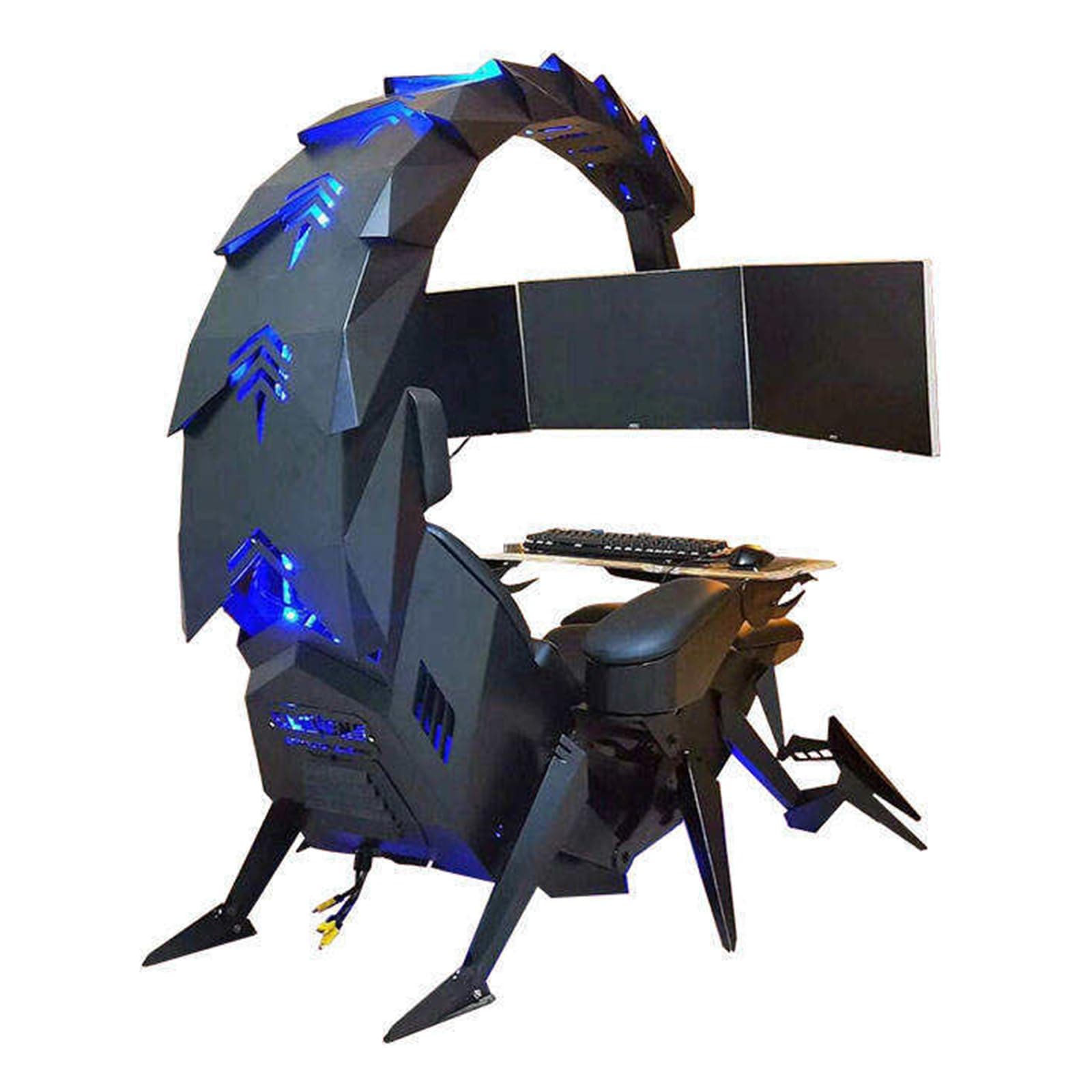 Gaming Chair Office Desk Chair with Scorpion Modelling Design, Chair Ergonomic Science Fiction Computer Armchair PU Leather E-Sports Gamer Chairs with Electric Adjustment (A)