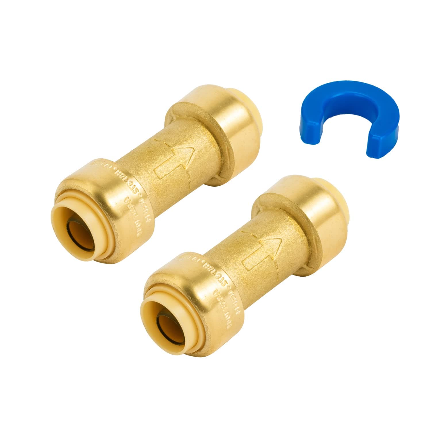 SUNGATOR Check Valve, 1/2 Inch Push-to-Connect, 2-Pack Push Fit Plumbing Fittings with Disconnect Clip, No Lead Brass PEX Fittings for Copper, PE-RT, CPVC Pipe