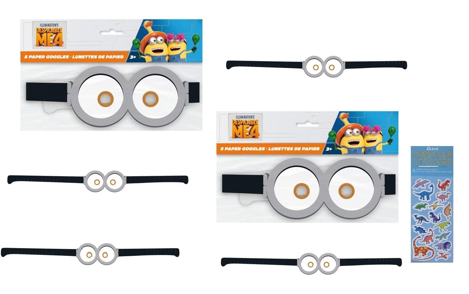 Unique Despicable Me Party Supplies Bundle Pack includes 16 Party Paper Goggles (2 Packs)