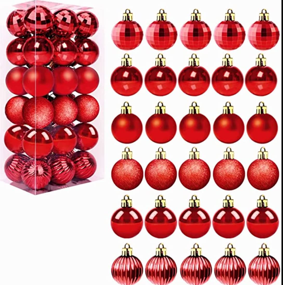 2023 Christmas Ball Ornaments Gold 36pcs/40mm Small Shatterproof Xmas Christmas Tree Balls with String for Xmas Holiday Hanging Christmas Ball Christmas Tree Ornaments Decoration (Red)
