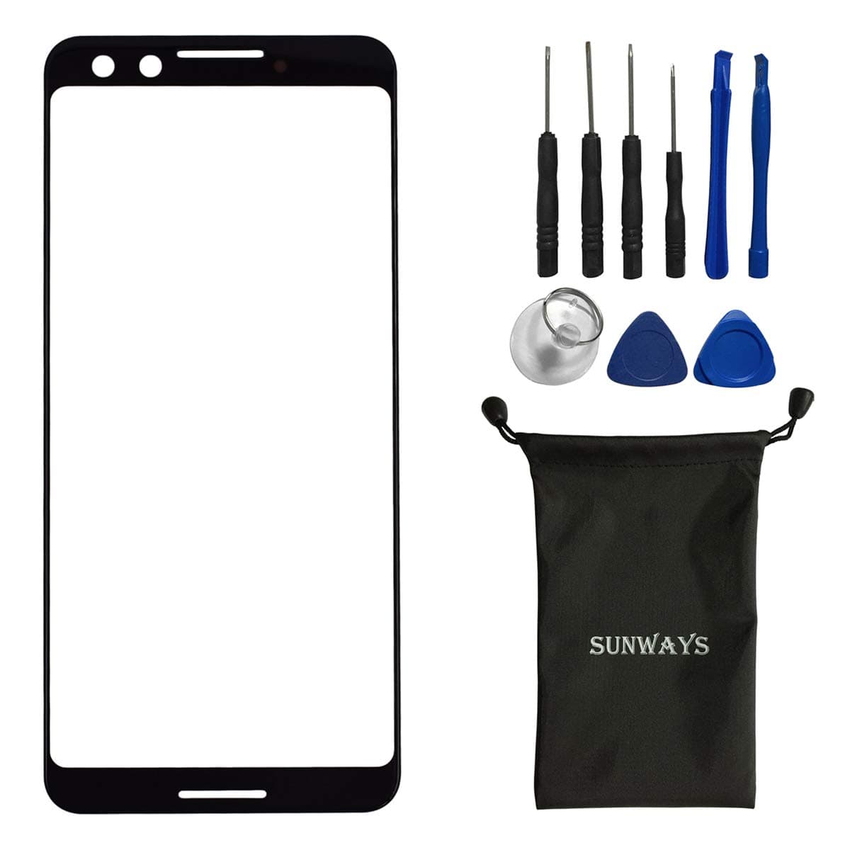 Sunways Outer Glass Screen Replacement for Google Pixel 3 Pixel 3 Black