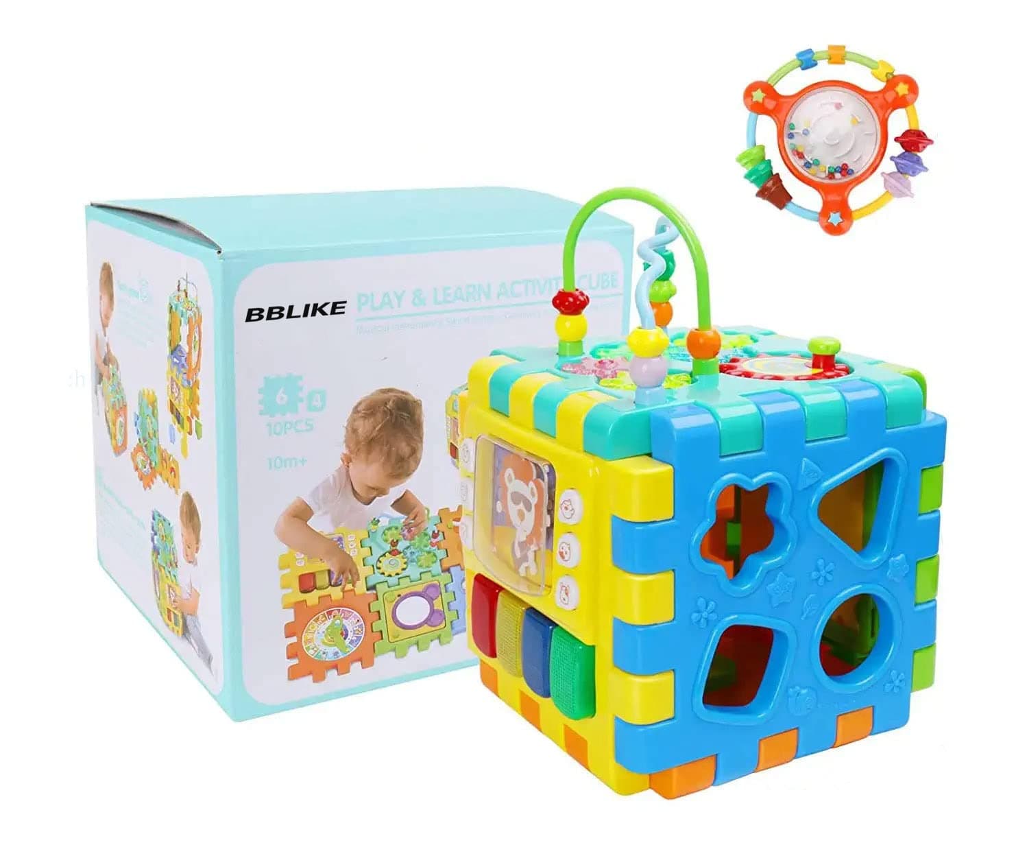 BBLIKE Baby Activity Cube for Toddlers, 6 in 1 Multipurpose Activity Play Center, Educational Toy for 1 2 3 Years Old Boys and Girls