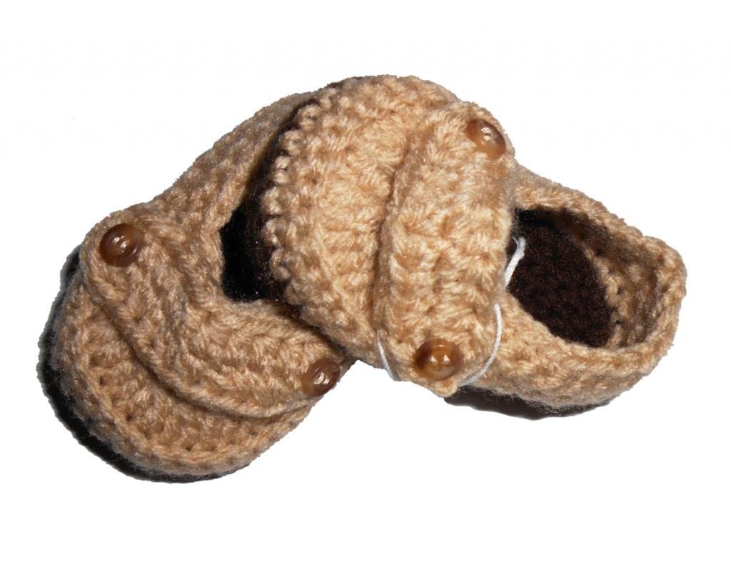 Sweet Lullabiez Handmade Baby Loafers in Tan & Brown Size 0 (Newborn-6 Weeks)