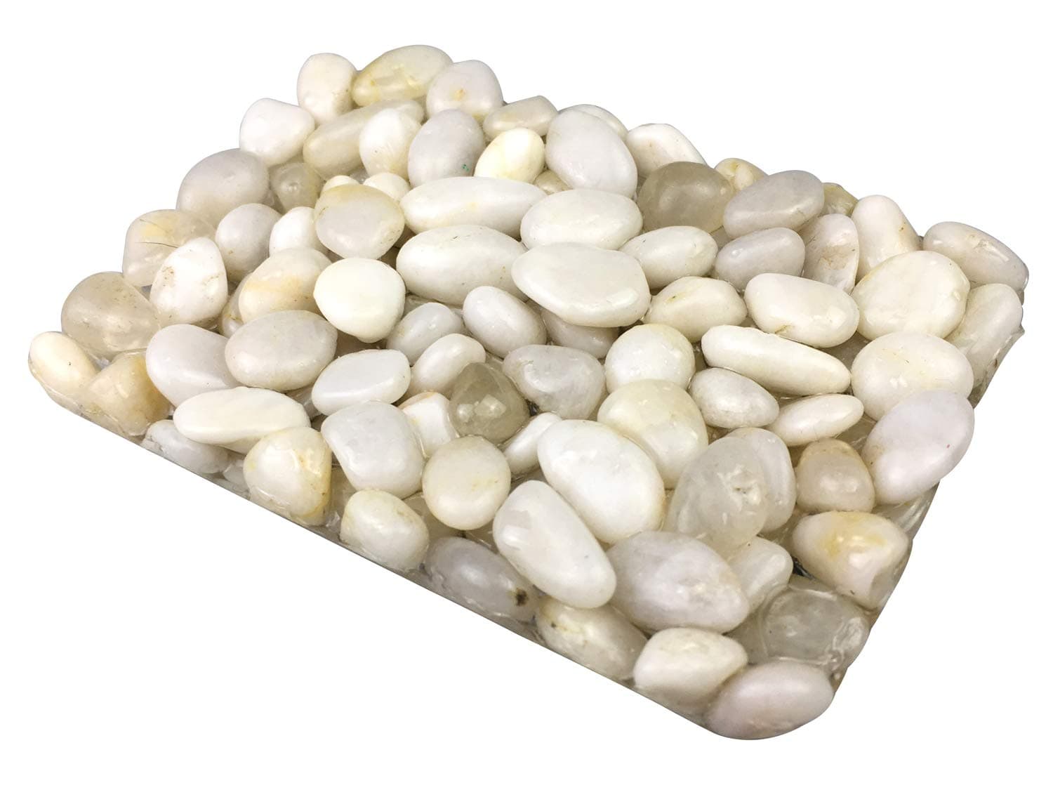 OYAMIHUI Stone Pebbles Soap Dish for Shower and Bathroom, Natural Soap Holder to Keep the Soap Dry (Ivory)