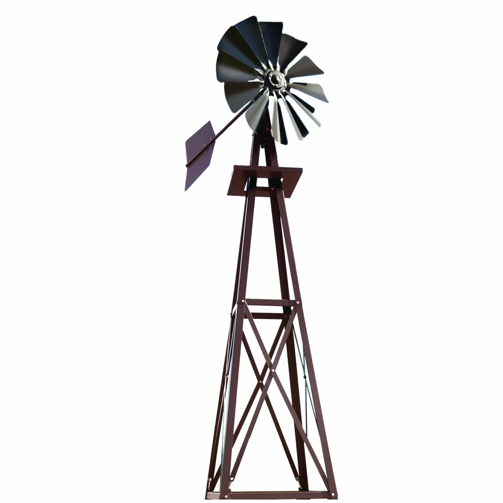 Outdoor Water Solutions Decorative Backyard Windmill – Bronze Finish – Durable Weather-Resistant 4-Leg Tower with Anchoring Stakes – Lawn & Garden Décor – 8ft 3in
