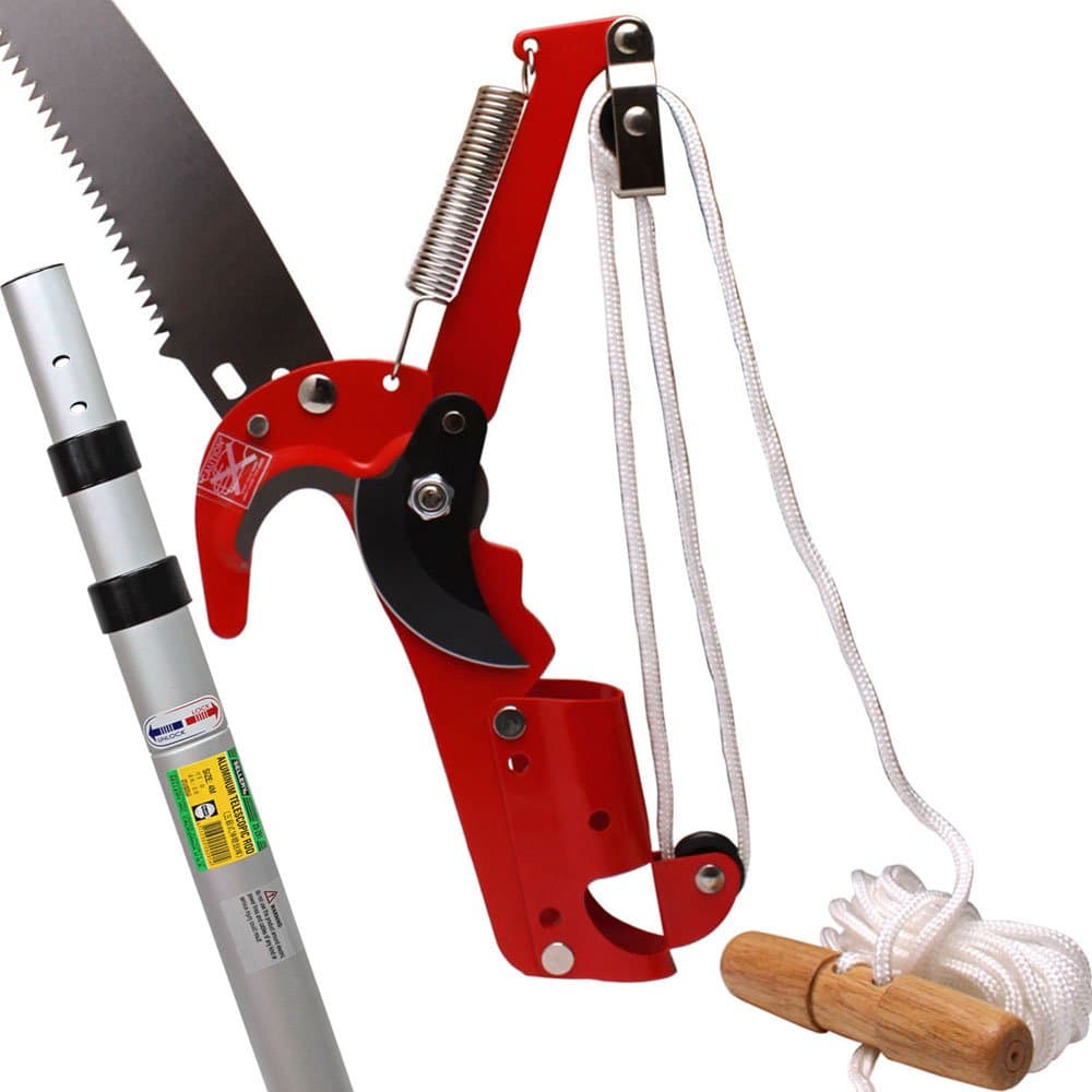 A Telescopic Rod with 2 IN 1 Steel Body Pole Tree Trimmer Saw Pruner (1, 5M (Approx. 16.4 ft))