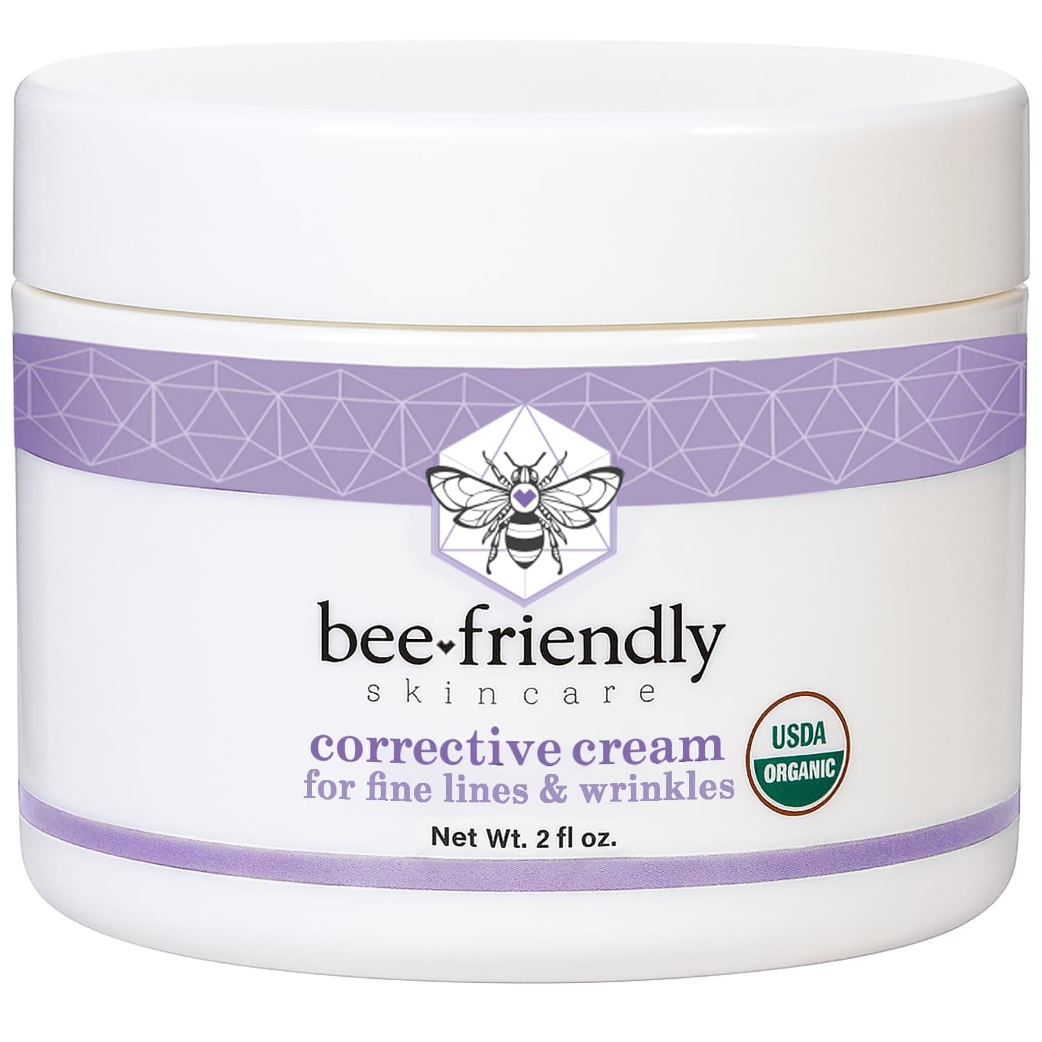 BeeFriendly Organic Corrective Cream, USDA Certified Face Moisturizer Rich Revitalizing Facial Night Cream For Sensitive Skin Aids With Fine Lines, Wrinkles, Crows Feet, Eyes, Face, Neck 2 oz