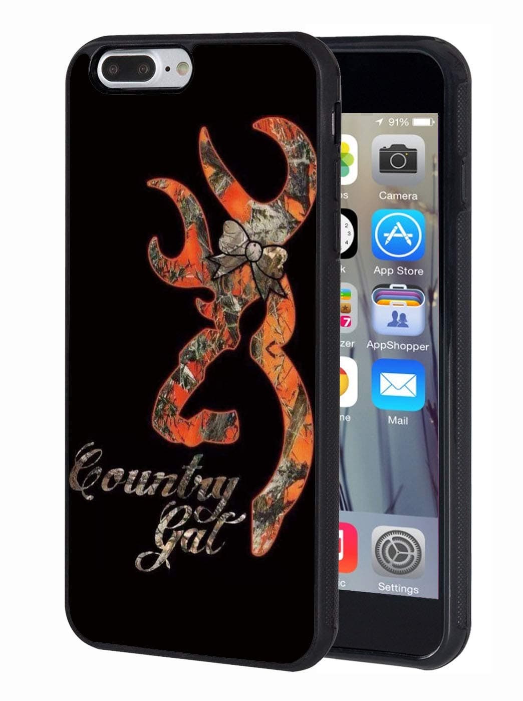 iPhone 7 Plus Case,iPhone 8 Plus Case,Browning Deer Camo Country Girl Design Slim Anti-Scratch TPU Rubber Protective Case Cover for Apple iPhone 7 Plus/iPhone 8 Plus 5.5 inch