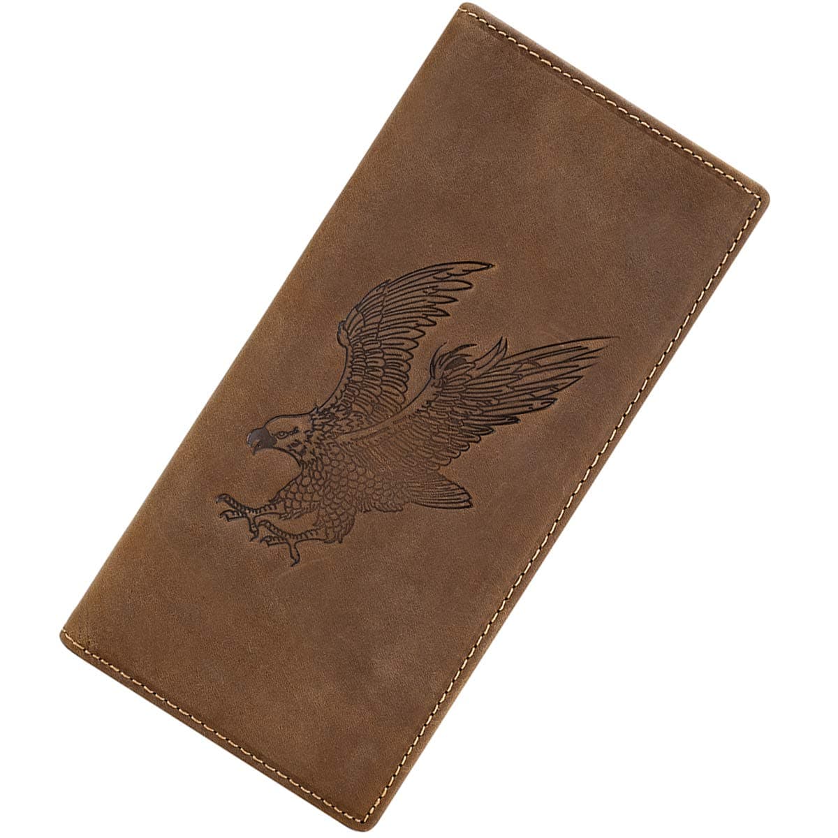 Itslife Men's RFID Vintage Look Genuine Leather Long Bifold Wallet Checkbook Wallets for Men