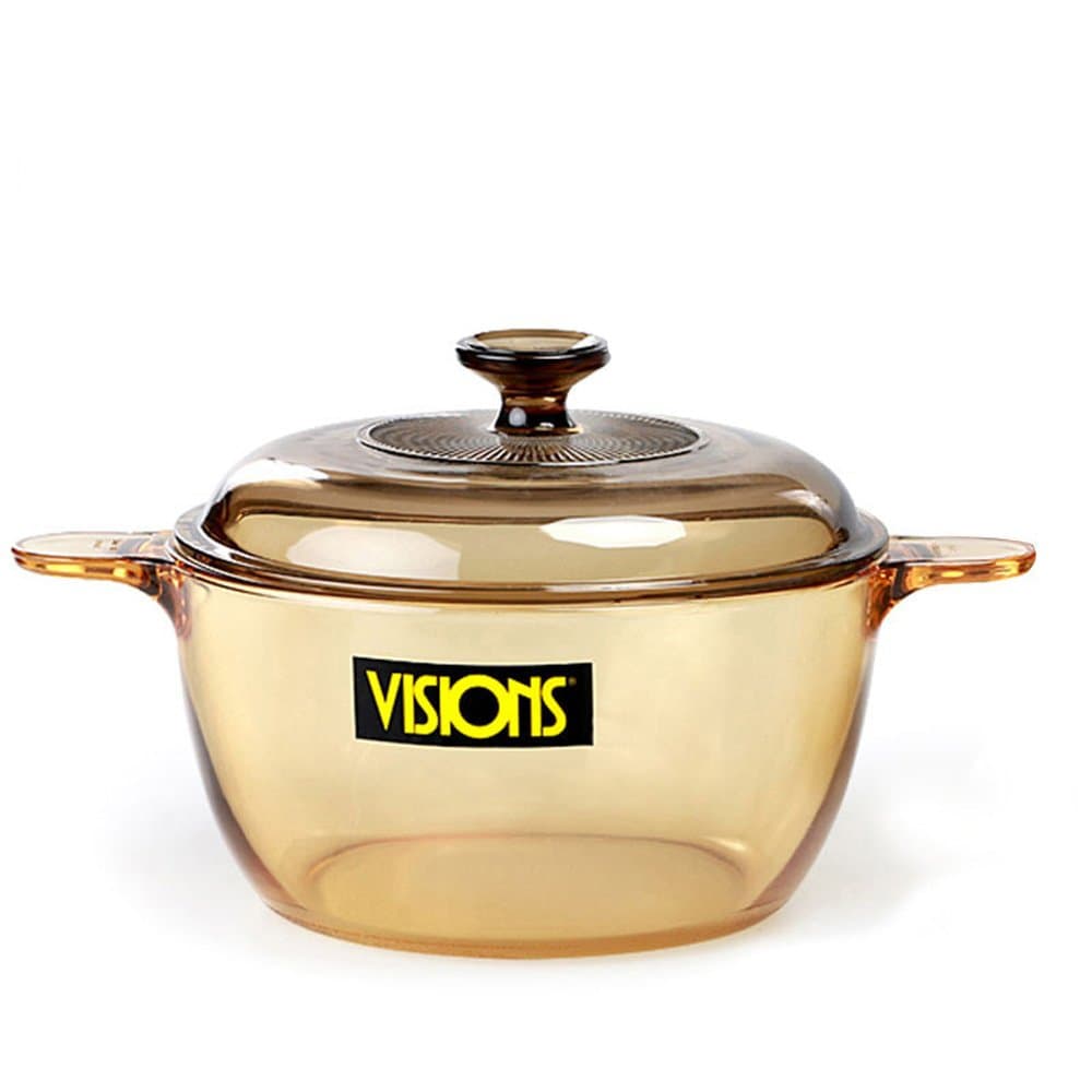 VISIONS 2.5 Litre Pyroceram Glass Cookpot with Glass Cover, Brown