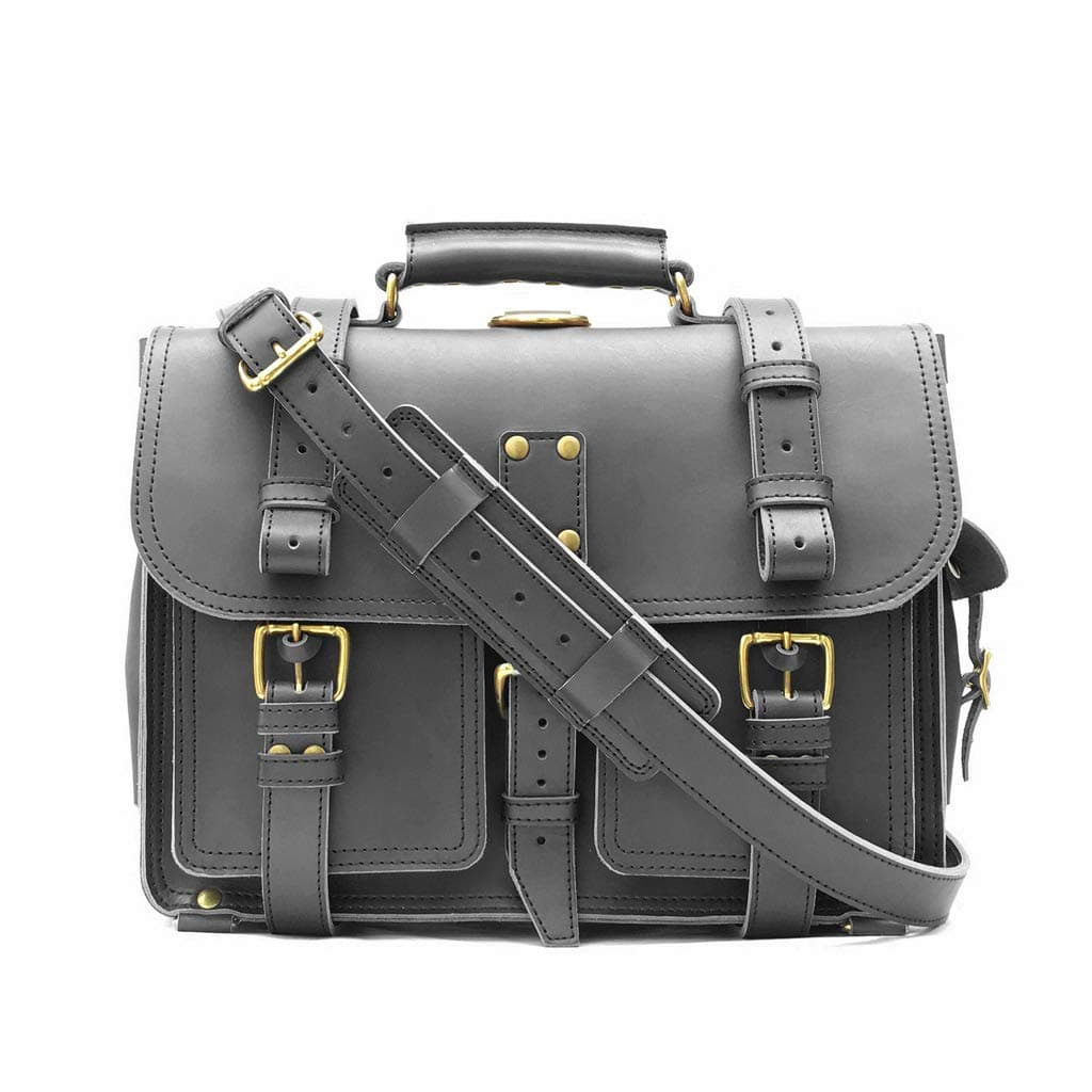 Marlondo Leather Executive Briefcase - Mens Laptop Messenger Bag - Handmade, Full Grain Veg-Tan Leather Satchel