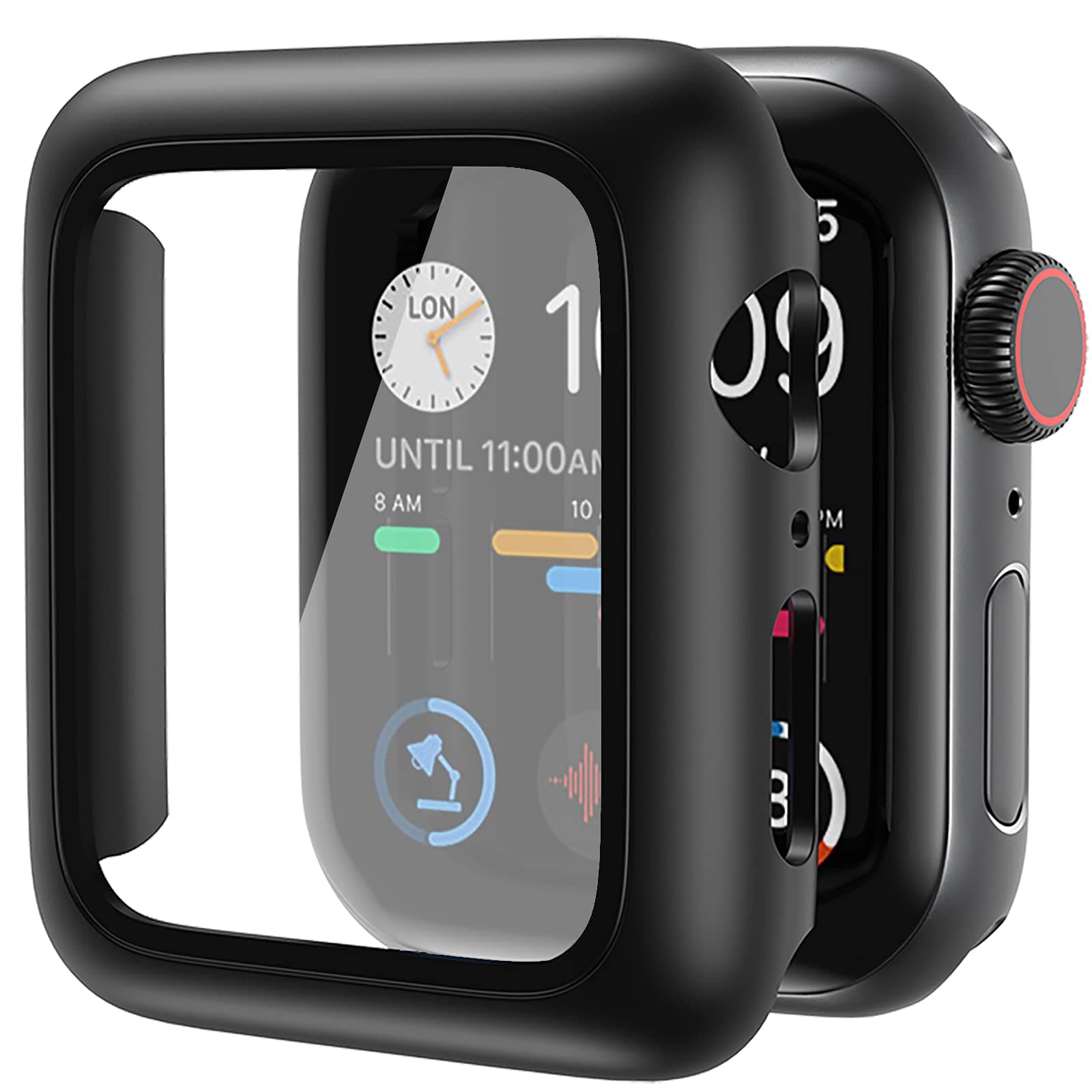 AMUTUR Case Compatible with Apple Watch 40mm Series SE 6 5 4 with Built in Tempered Glass Screen Protector , Hard PC Edge Anti Scratch Thin - Protective Bumper Cover Compatible for iWatch 40mm[Black]