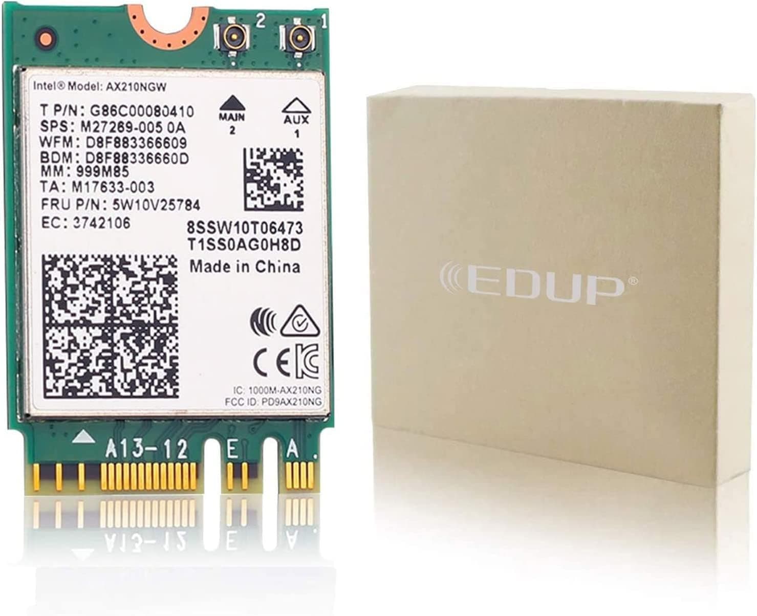 EDUP WiFi 6E Card AX210 Bluetooth 5.2 Tri-Band 5400Mbps Wireless Module for Laptop Support Windows 10 /11 64bit