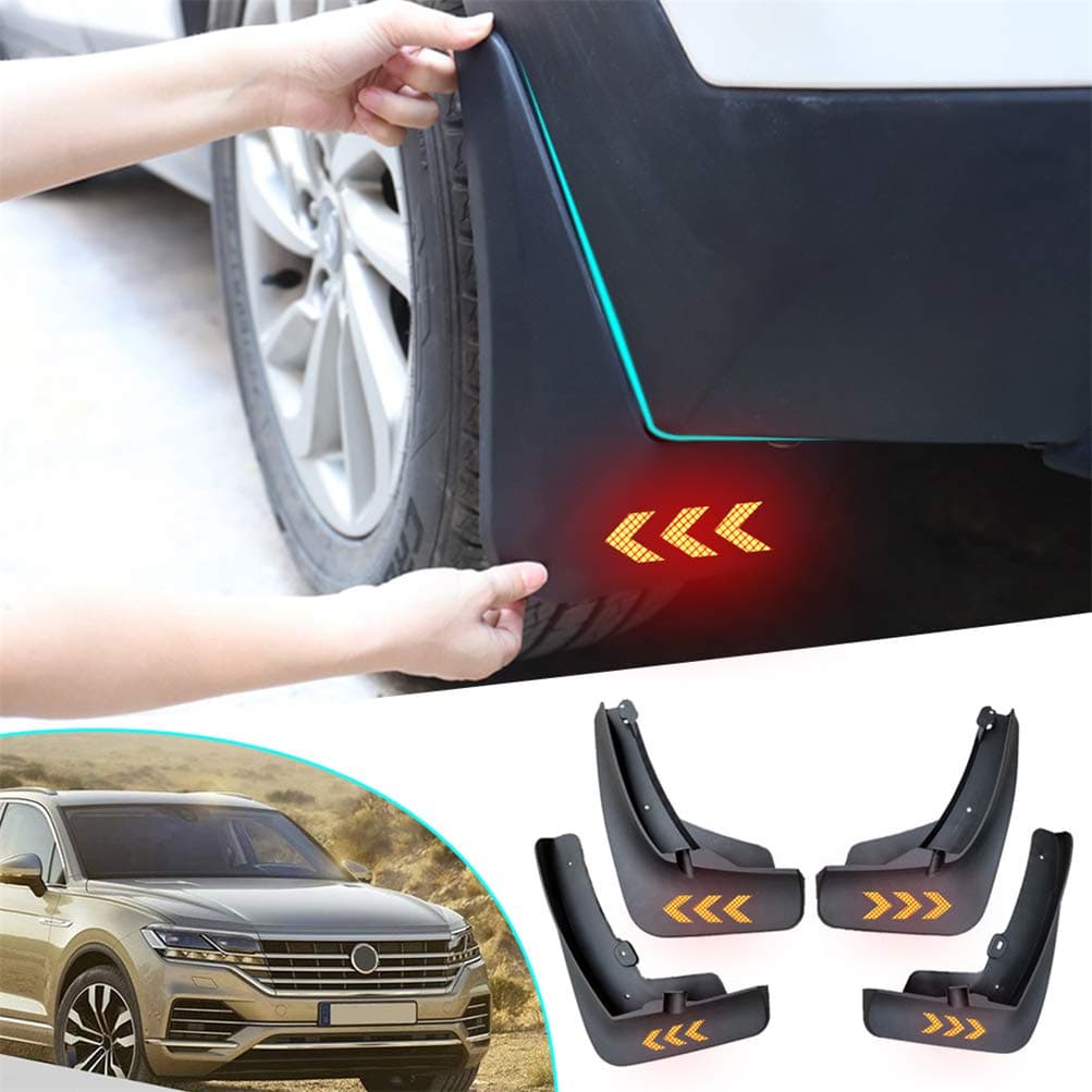 Maiqiken Car Mud Flaps Splash Guards For V W Touareg Mk1 Mk2 2004-2010,2011-2017,2018-2019 Fender Flares Mudflaps Mudguards Molded Front & Rear Wheel 4Pcs red