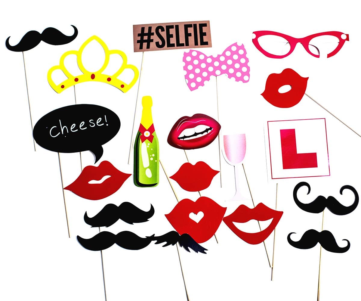 20 PCS Photo Booth Props Funny Mustache Lips Posing Props DIY Kit for Wedding Hen Do Party Night Game Costume Dress-up Accessories