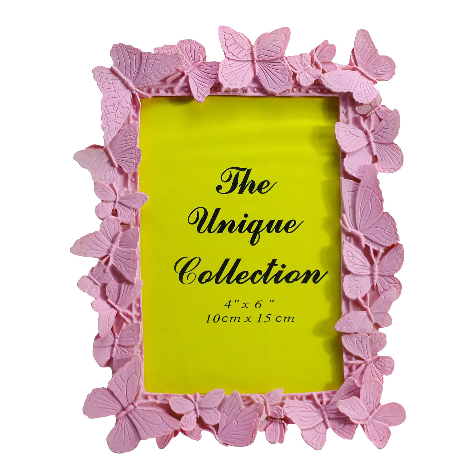 WAIT FLY 4 X 6 Inches Beautiful Pink Butterfly Shape Resin Card Photo Frame Picture Frame for Desktop Table Top Display