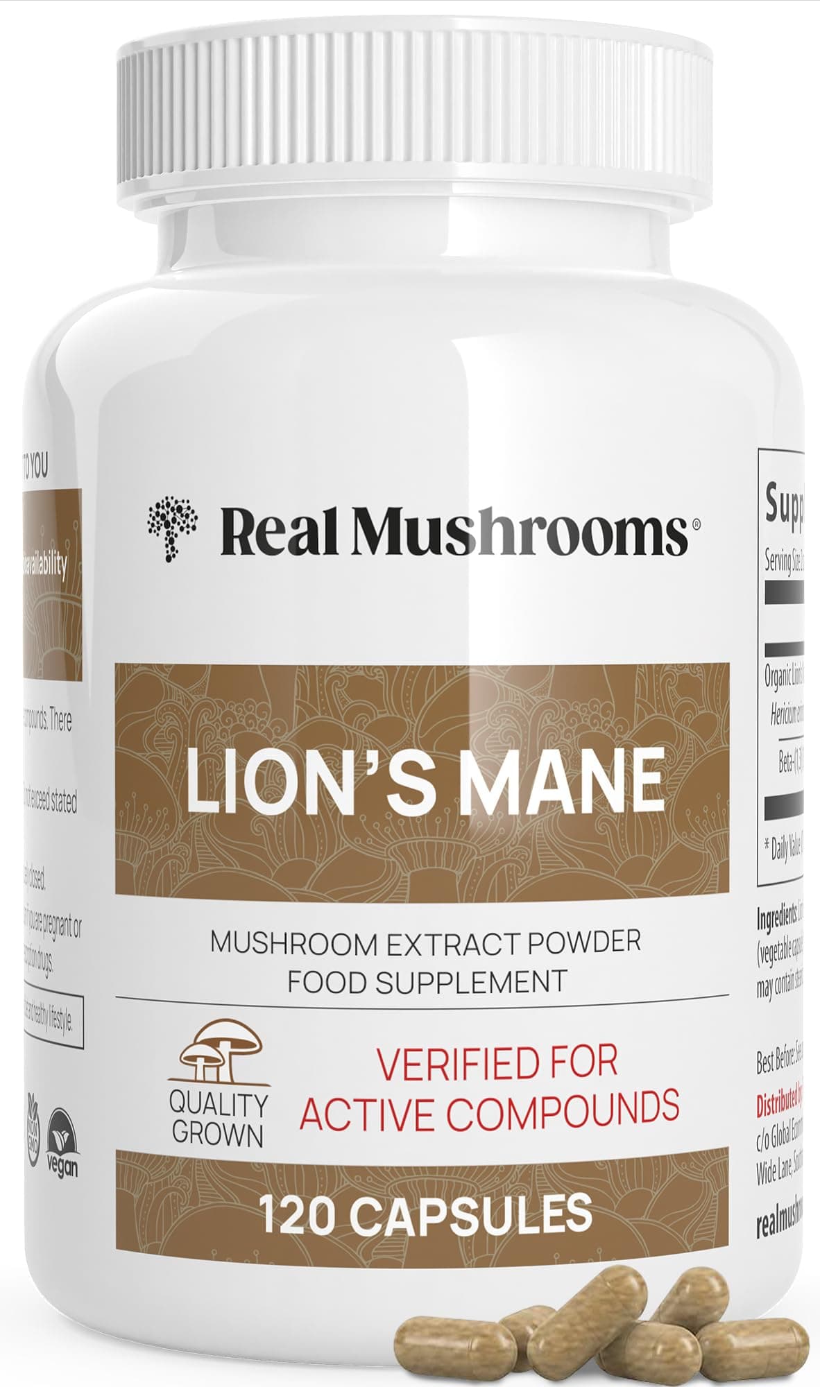 Lions Mane Brain and Focus Supplements - Mushroom Powder Extract Capsules - Non GMO and Gluten Free Supplement for Better Cognitive Health (120ct)